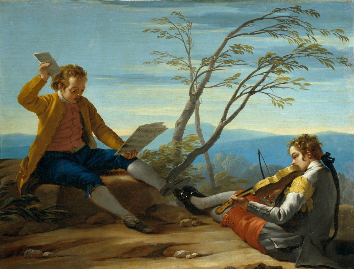 People Oil Painting - Young Musicians Practicing in a Pastoral Scene - Oil Painting Haven