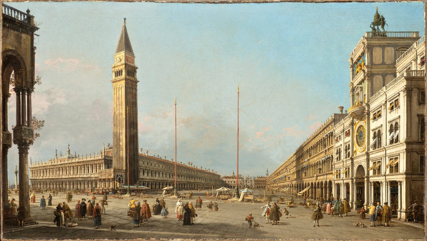Landscape oil painting of Piazza San Marco in Venice with textured brushwork and hand painted oil on canvas detailing. - Add Frame, Canvas, Hand Painted, Landscape, Made To Order, Oil Painting, Venice