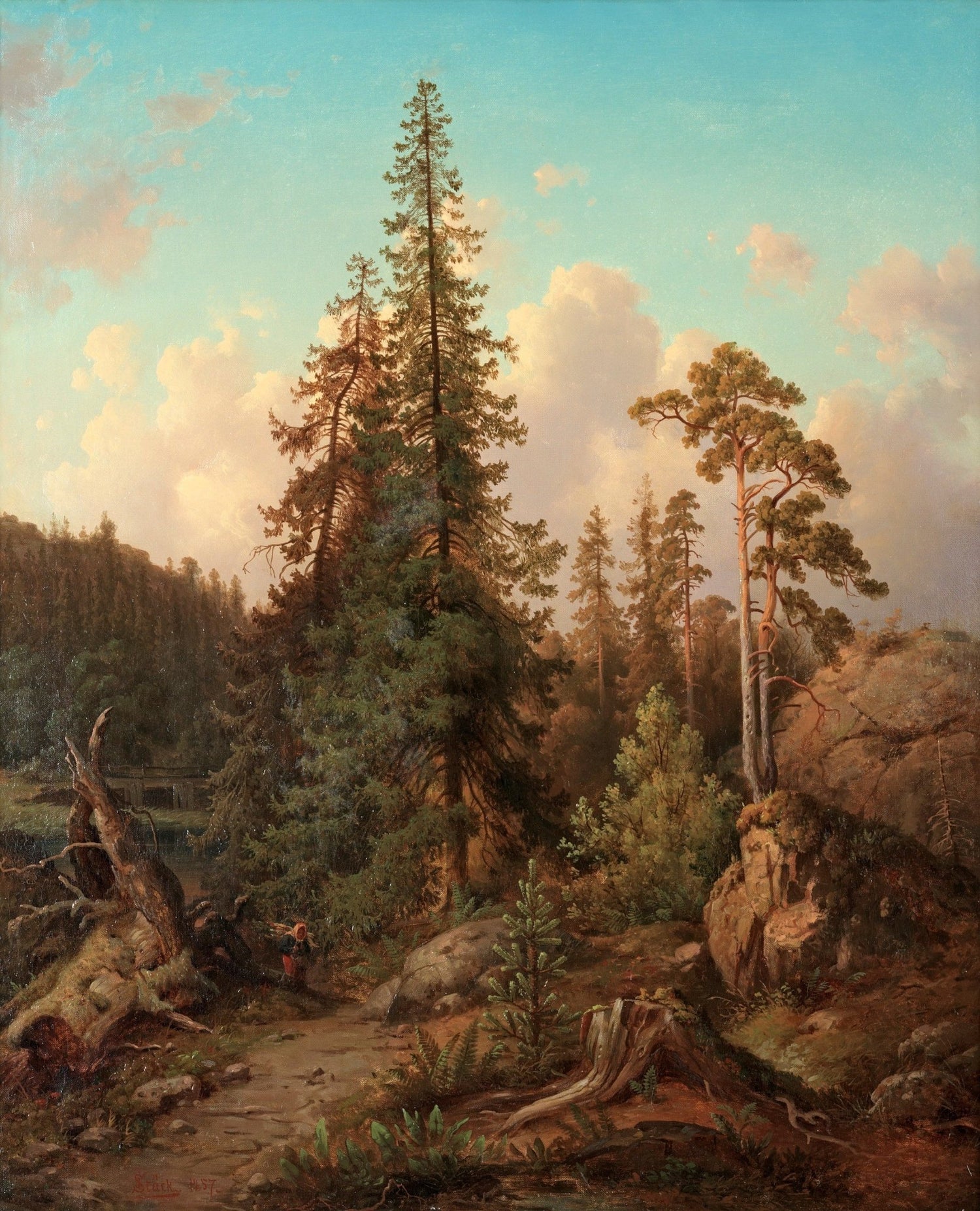 Pine Forest Landscape Oil Painting, Hand - Painted Woodland Scene - Oil Painting Haven