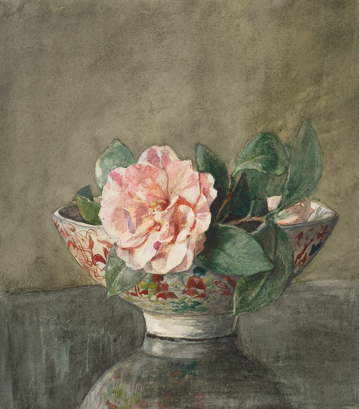 Pink Camellia in Decorative Bowl - Floral Oil Painting - Oil Painting Haven
