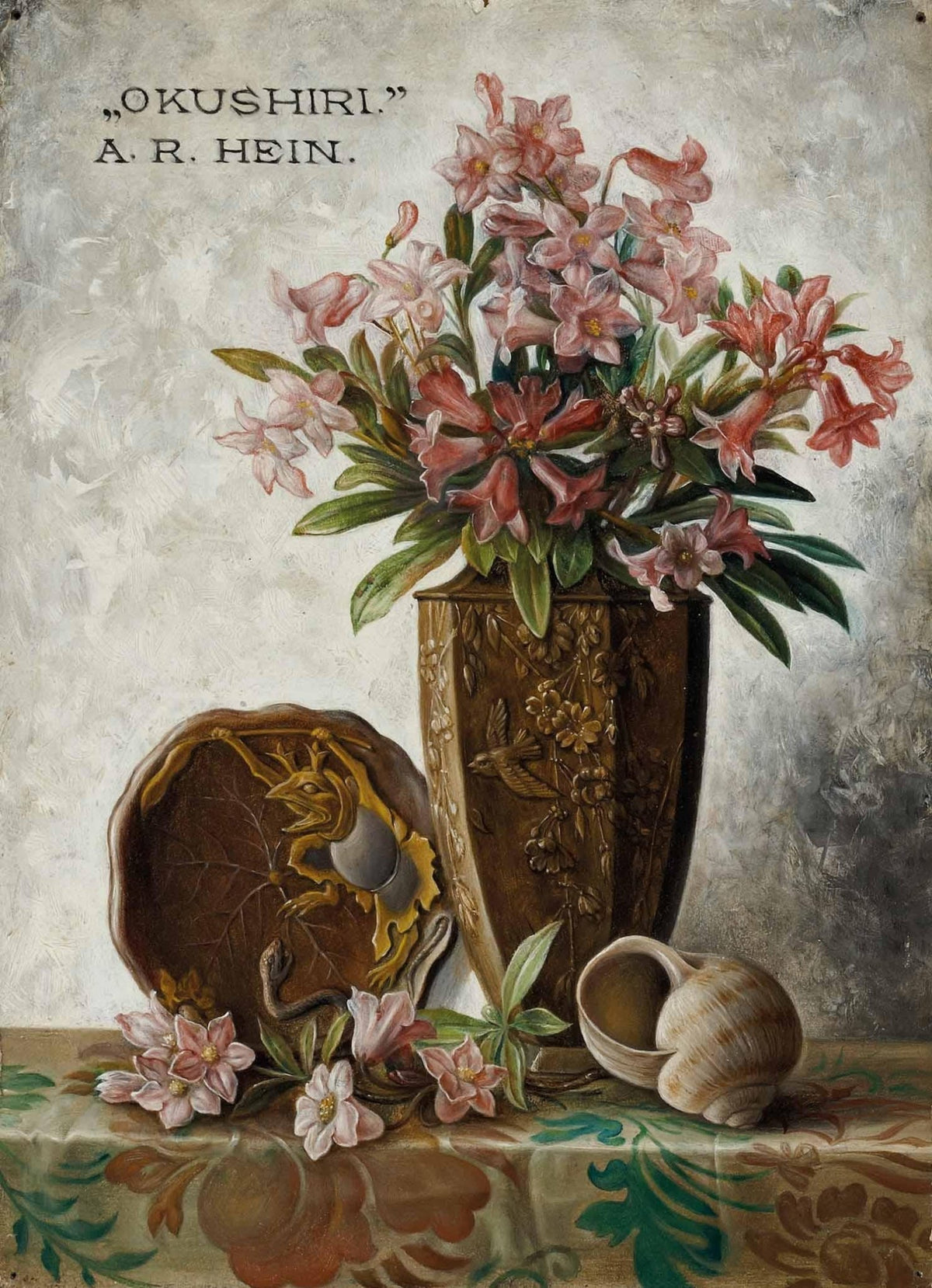 Pink Lily Bouquet in Ornate Vase – Floral Oil Painting - Oil Painting Haven