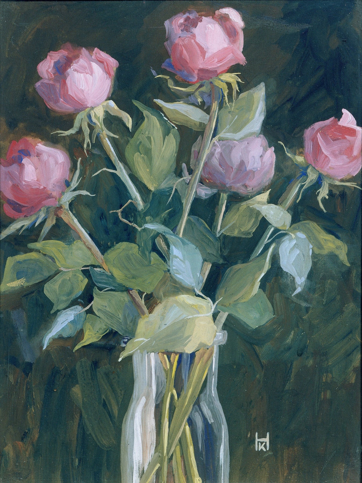 Pink Peonies in Glass Vase Still Life - Floral Oil Painting - Oil Painting Haven