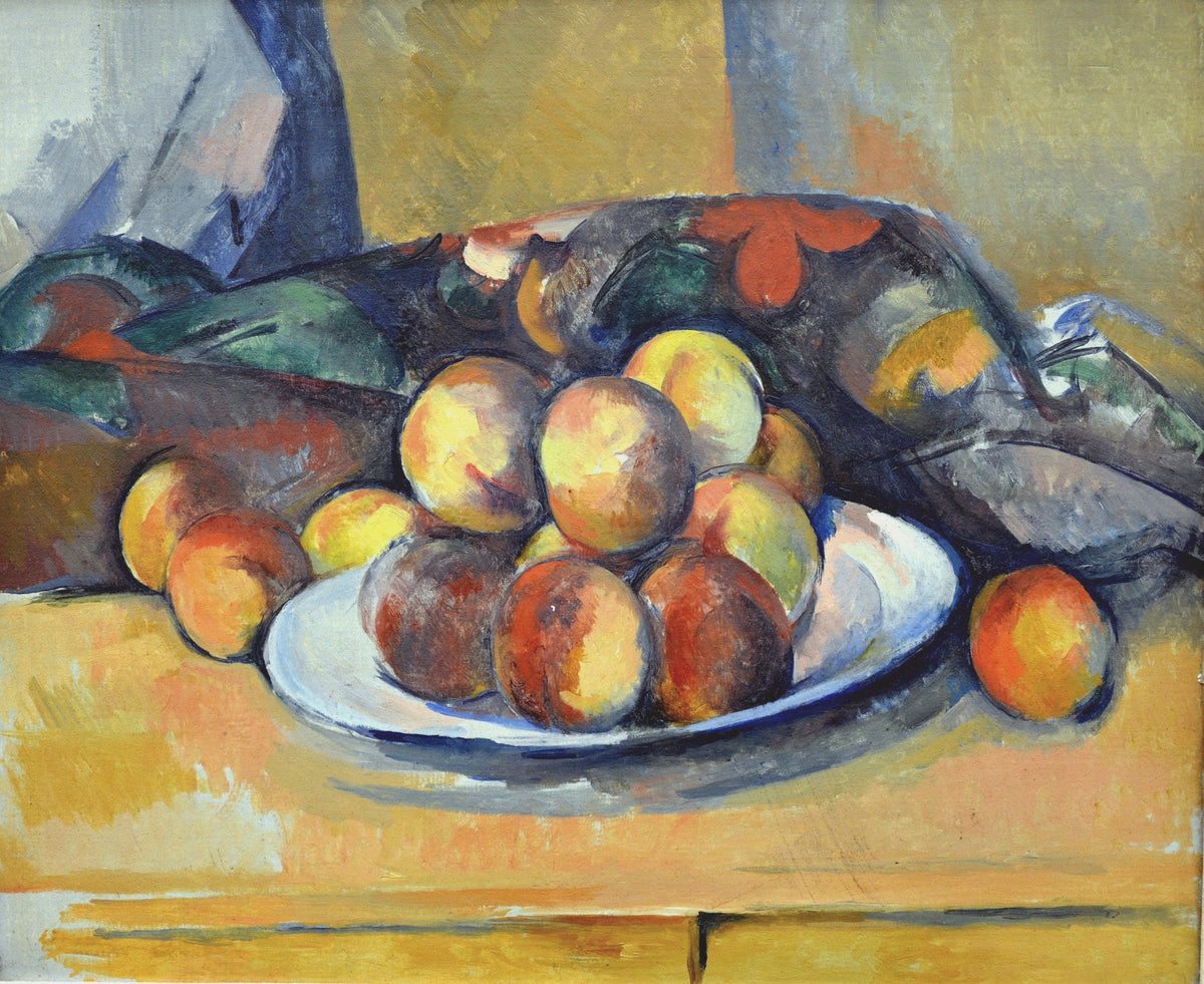 Plate of Peaches with Draped Cloth - Still Life Oil Painting - Oil Painting Haven