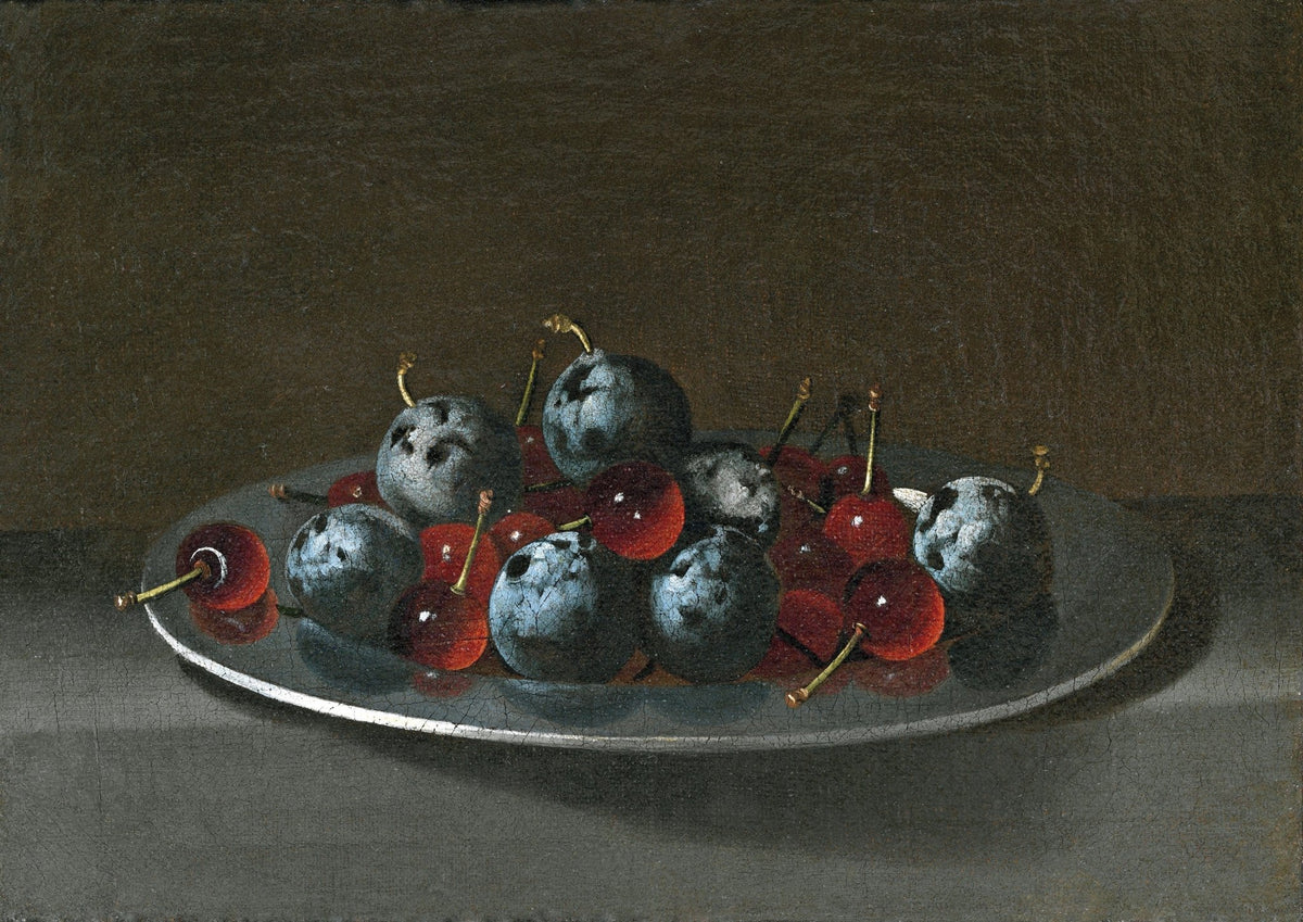 Plums and Cherries on Plate - Still Life Oil Painting - Oil Painting Haven