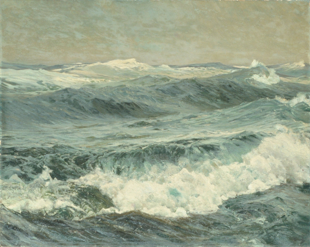 Landscape oil painting of powerful ocean waves crashing with textured brushwork on canvas. - Add Frame, Canvas, Coastal, Hand Painted, Landscape, Made To Order, Oil Painting, Seascape