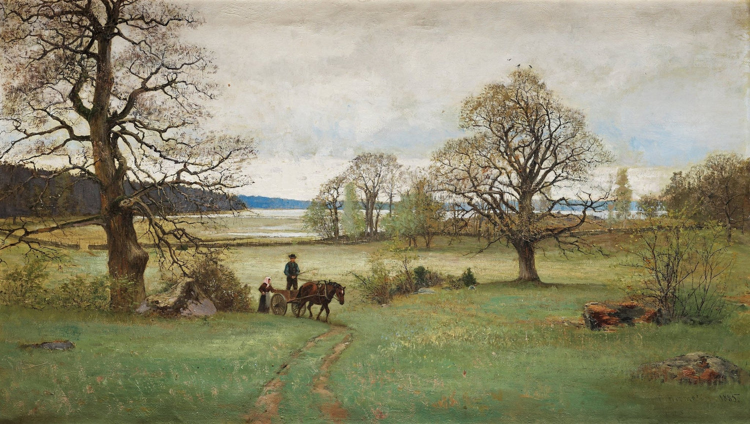 Quiet Countryside Path, Horse Cart – Hand - Painted Landscape Oil Painting - Oil Painting Haven