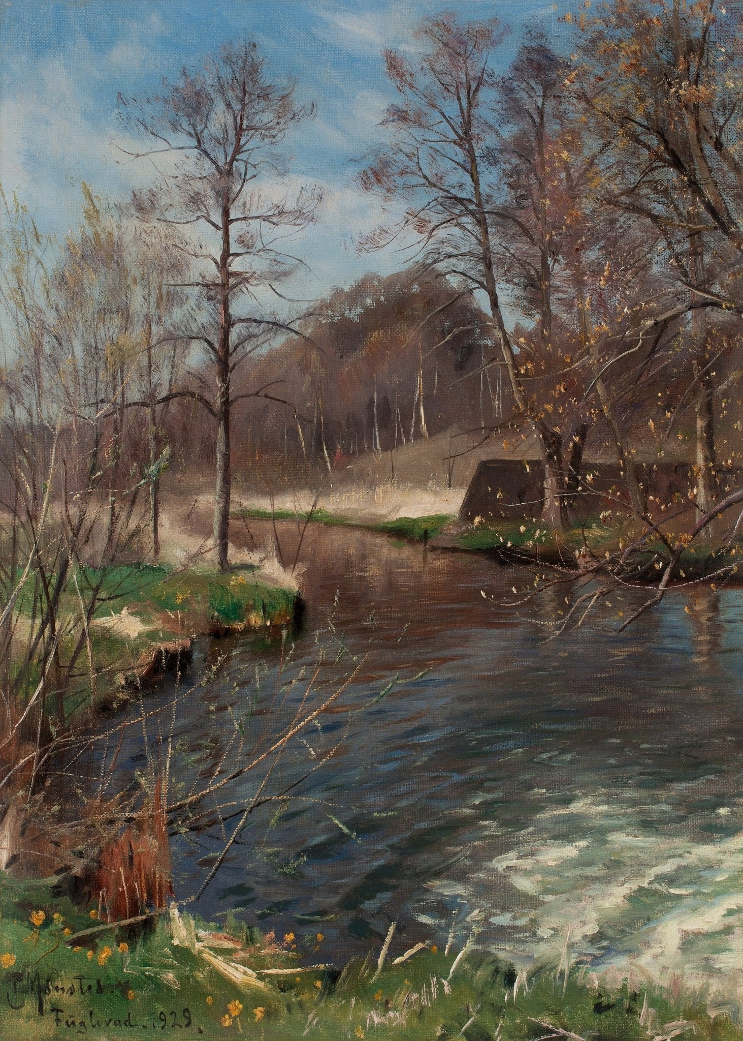 Quiet Forest Stream in Early Spring – Landscape Oil Painting - Oil Painting Haven