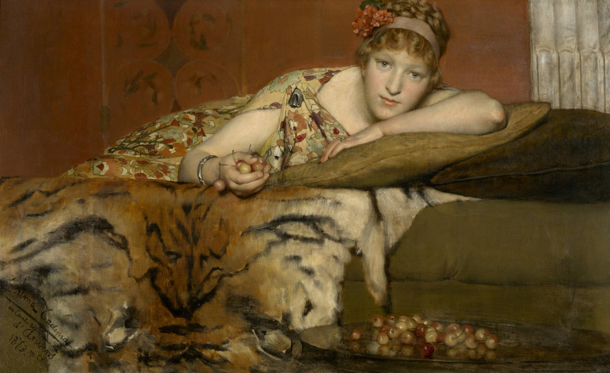 Reclining Woman with Cherries Classical Scene - People Oil Painting - Oil Painting Haven