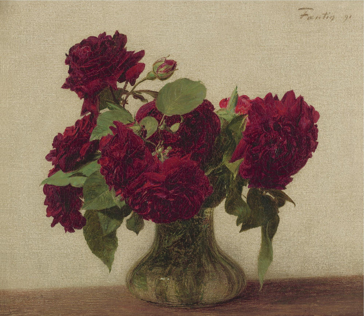 Red Peonies in Glass Vase Still Life– Floral Oil Painting - Oil Painting Haven