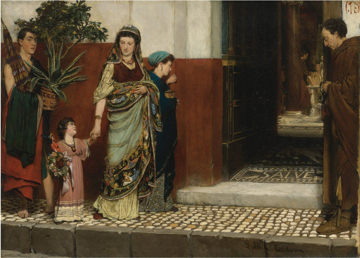 Roman Women and Child at Temple Entrance - People Oil Painting - Oil Painting Haven
