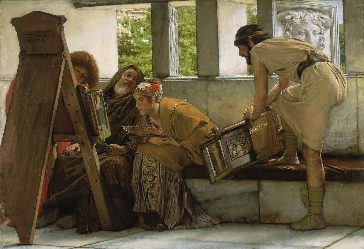 Scholars Studying Paintings in Classical Gallery - People Oil Painting - Oil Painting Haven