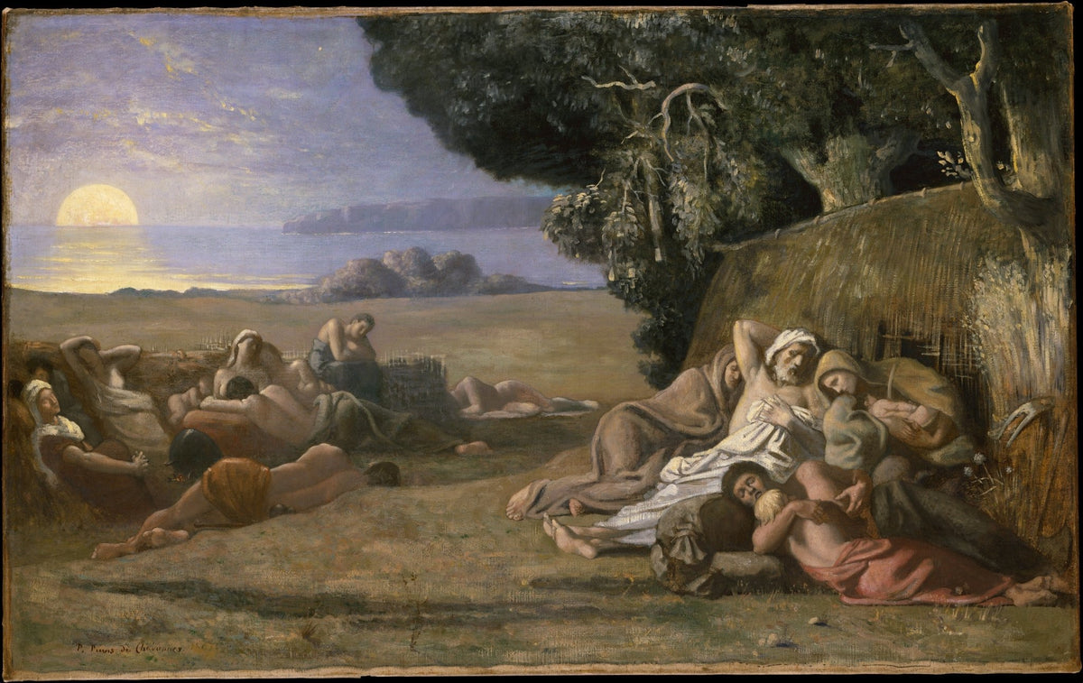 Sleeping Figures by the Moonlit Shore - People Oil Painting - Oil Painting Haven
