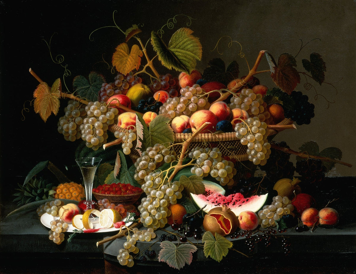 Still Life Oil Painting - Abundant Fruit Basket - Oil Painting Haven