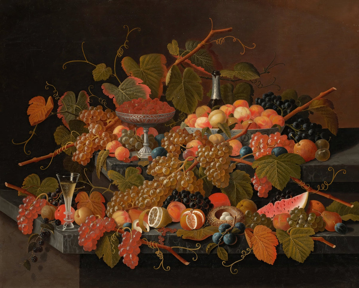 Still Life Oil Painting - Abundant Grapes and Fruit - Oil Painting Haven