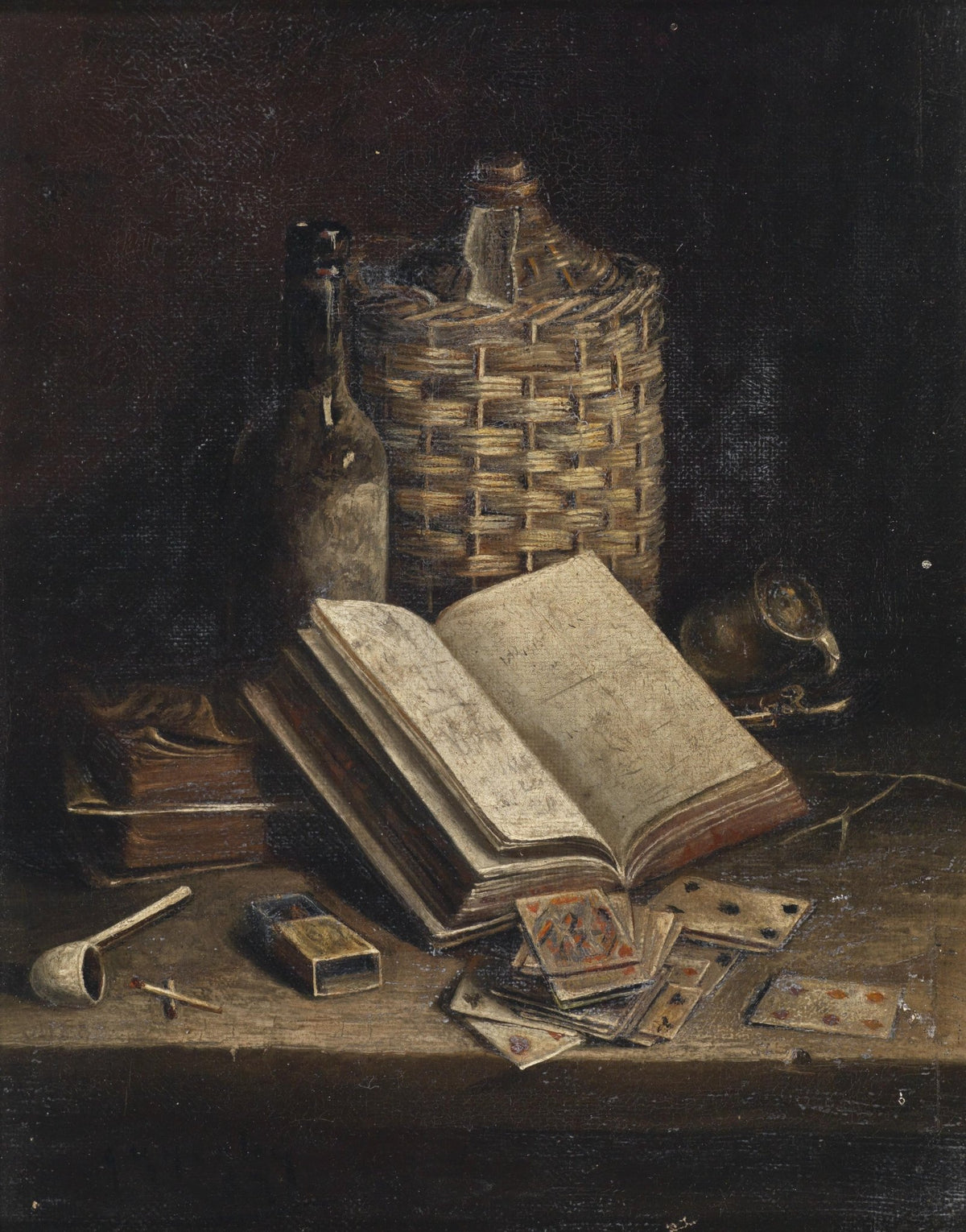 Still Life Oil Painting - Antique Books and Playing Cards - Oil Painting Haven