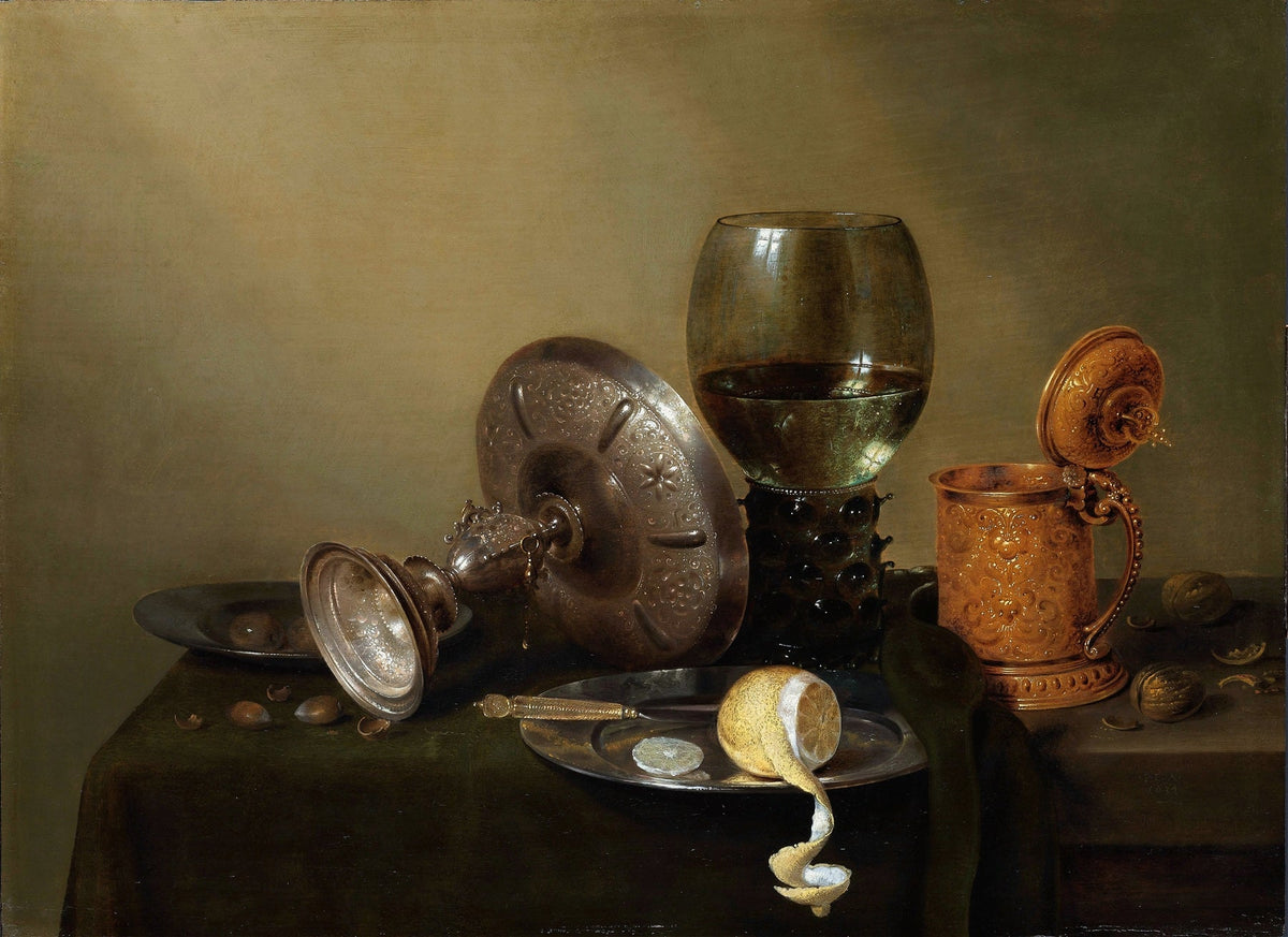 Still Life Oil Painting - Antique Silver and Lemon - Oil Painting Haven