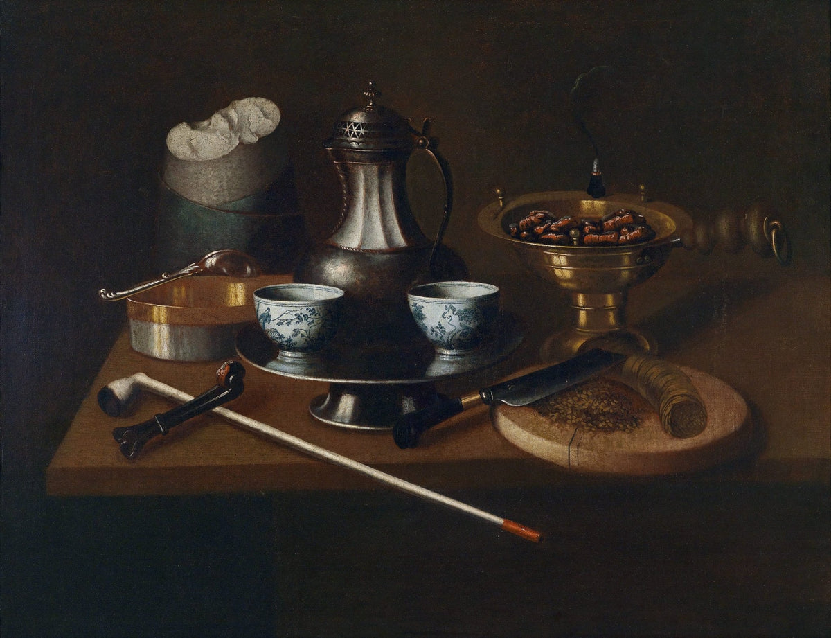 Still Life Oil Painting - Antique Tea Set Scene - Oil Painting Haven