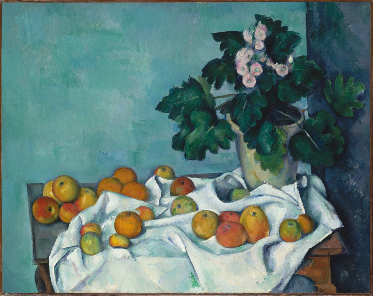 Still Life Oil Painting - Apples and Primrose Pot - Oil Painting Haven