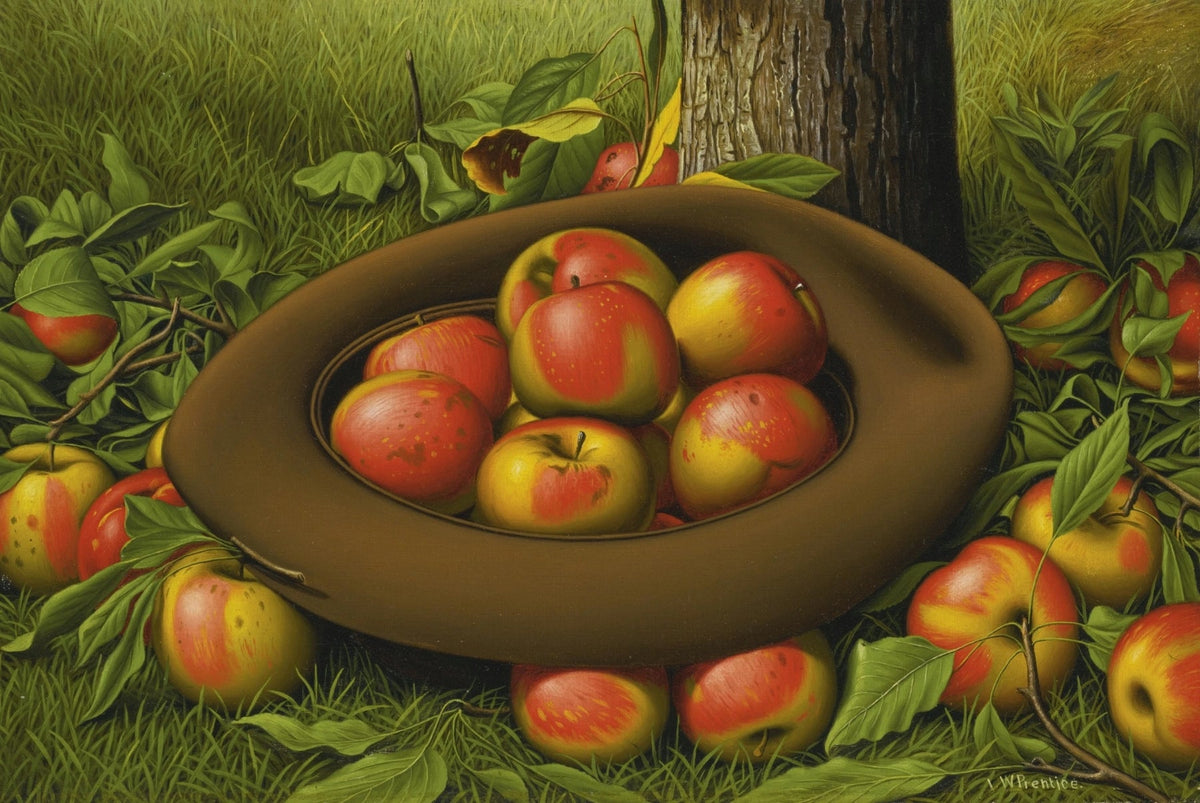 Still Life Oil Painting - Apples in Rustic Wooden Bowl - Oil Painting Haven