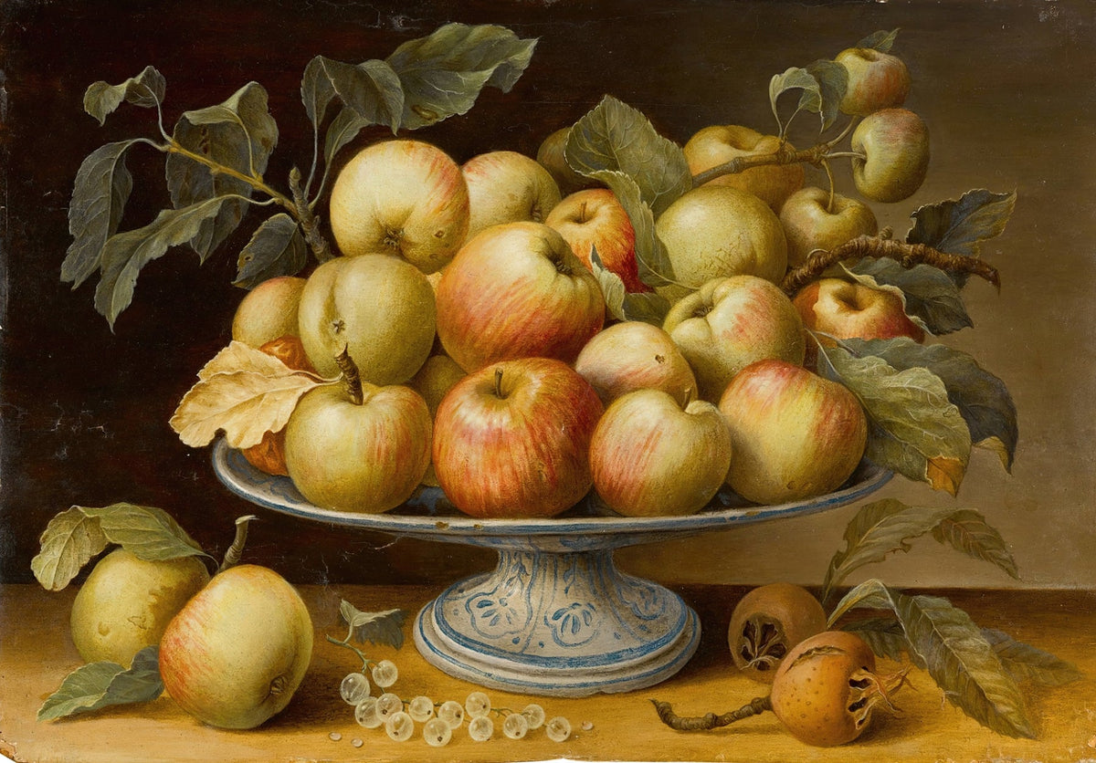 Still Life Oil Painting - Apples on Porcelain Stand - Oil Painting Haven