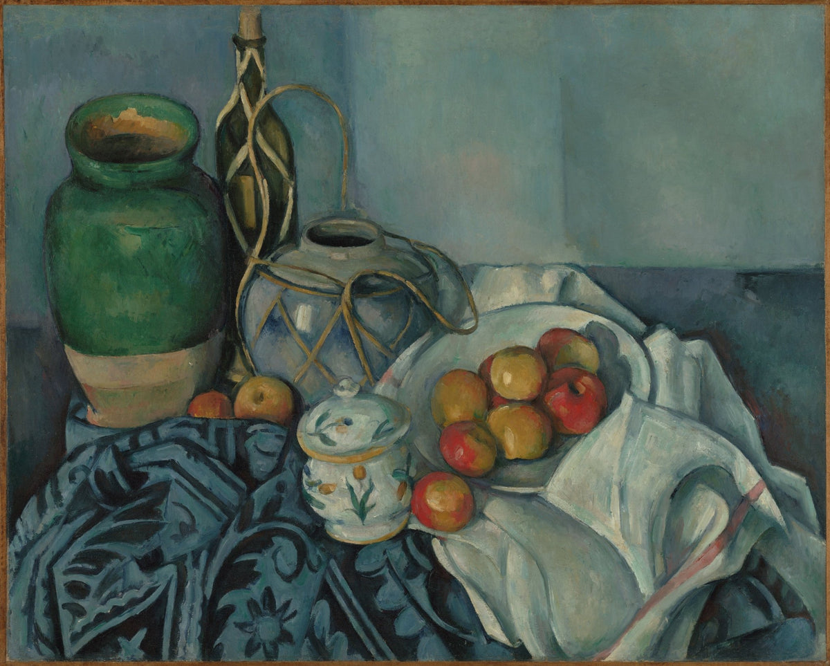 Still Life Oil Painting - Apples with Ceramic Jars - Oil Painting Haven
