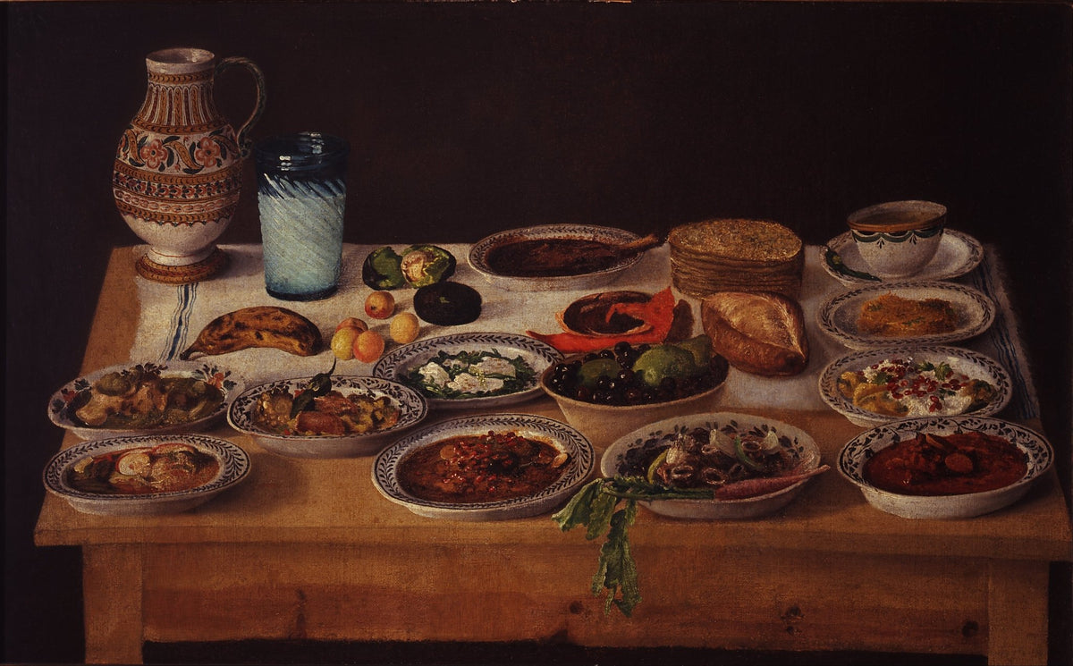 Still Life Oil Painting - Banquet Table with Dishes - Oil Painting Haven