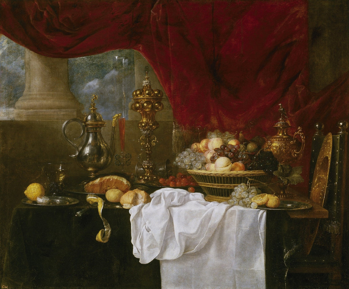 Still Life Oil Painting - Baroque Fruit and Silver - Oil Painting Haven