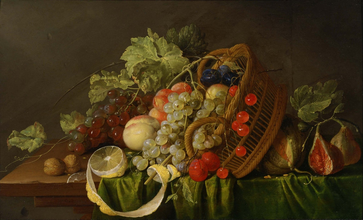 Still Life Oil Painting - Basket of Fruit and Figs - Oil Painting Haven