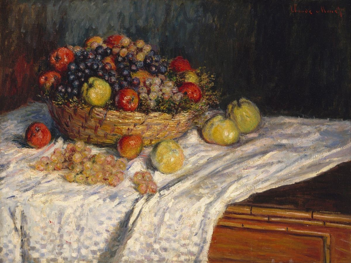 Still Life Oil Painting - Basket of Fruit on Table - Oil Painting Haven