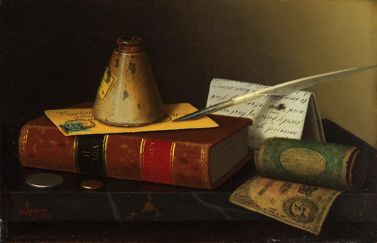 Still Life Oil Painting - Books and Writing Desk - Oil Painting Haven