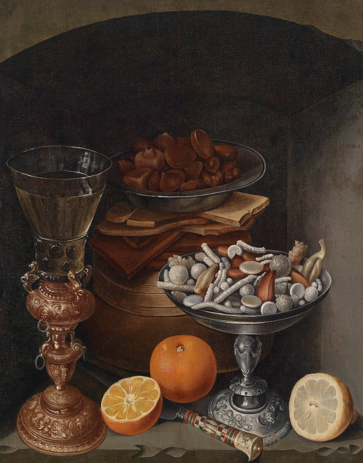 Still Life Oil Painting - Citrus and Silver Goblet - Oil Painting Haven