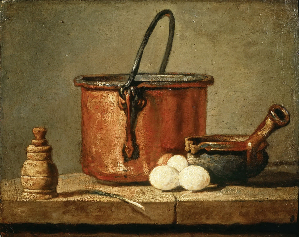 Still Life Oil Painting - Copper Pot and Eggs - Oil Painting Haven