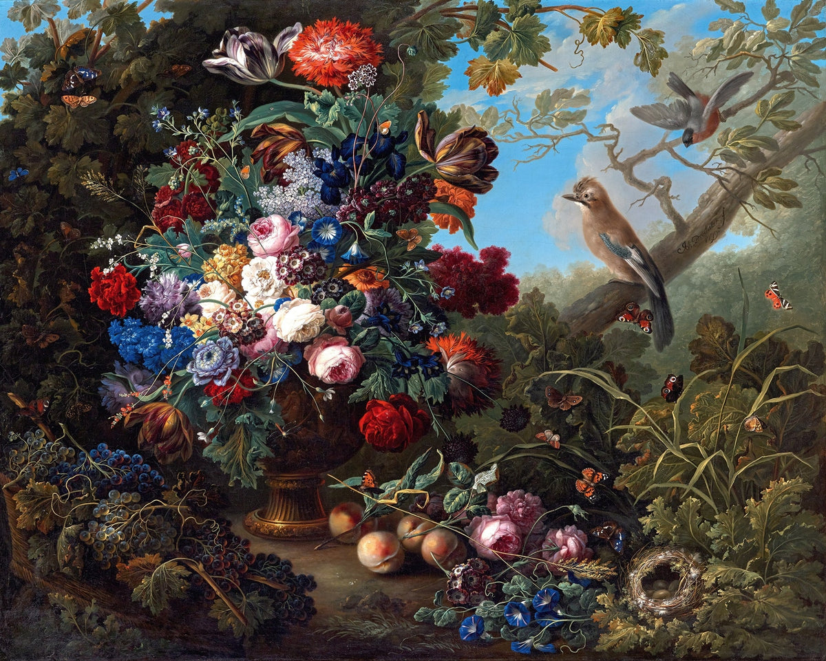 Ölgemälde-Stillleben – Äpfel in einer Blumenschale