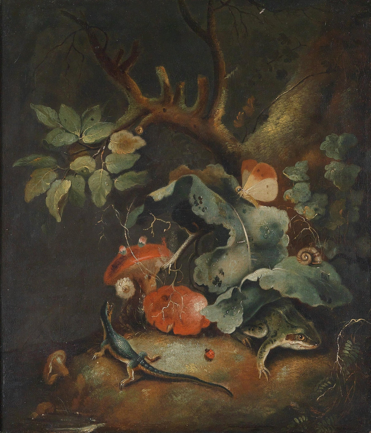 Still Life Oil Painting - Forest Floor with Lizard - Oil Painting Haven