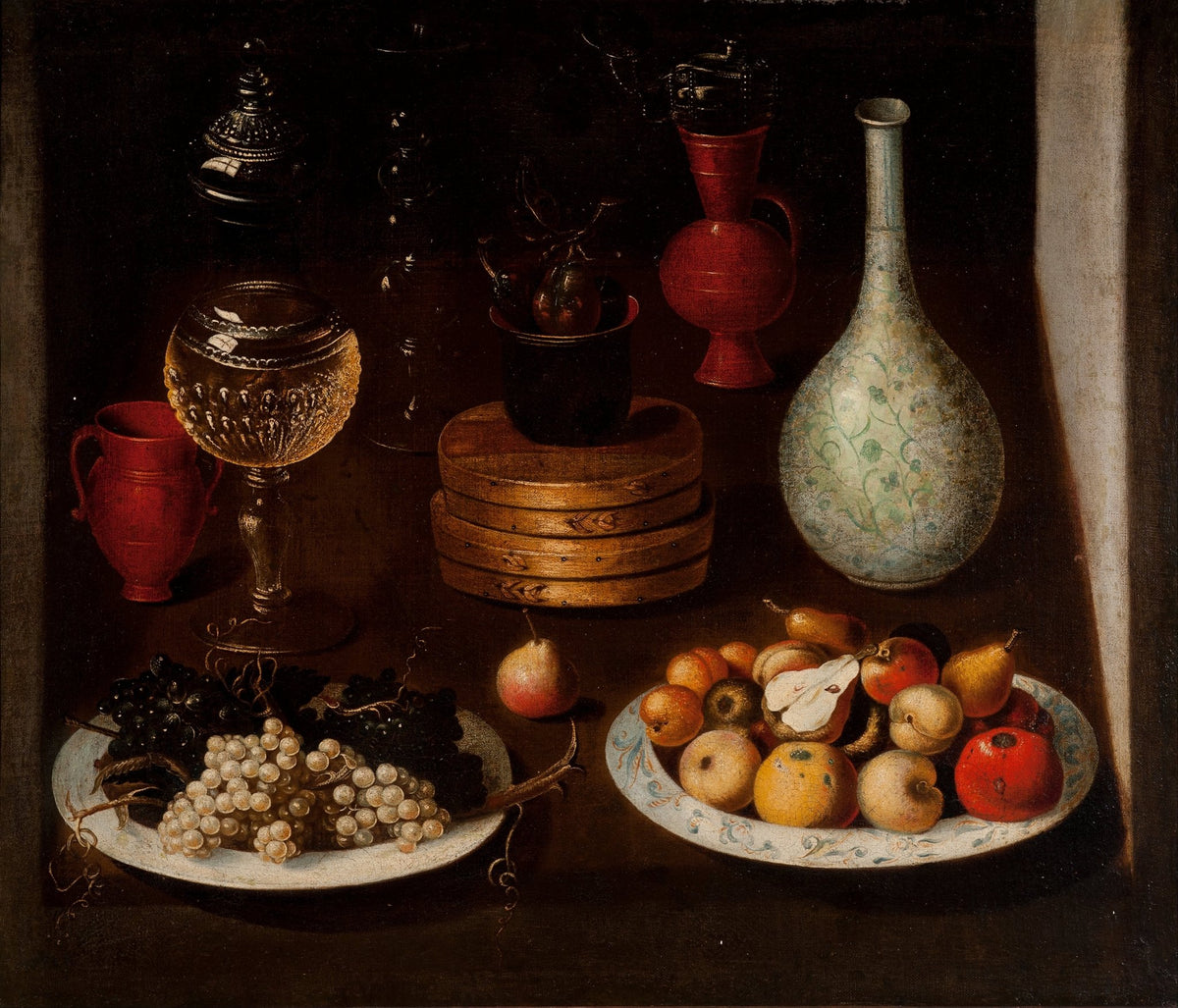 Still Life Oil Painting - Fruit and Antique Vessels - Oil Painting Haven