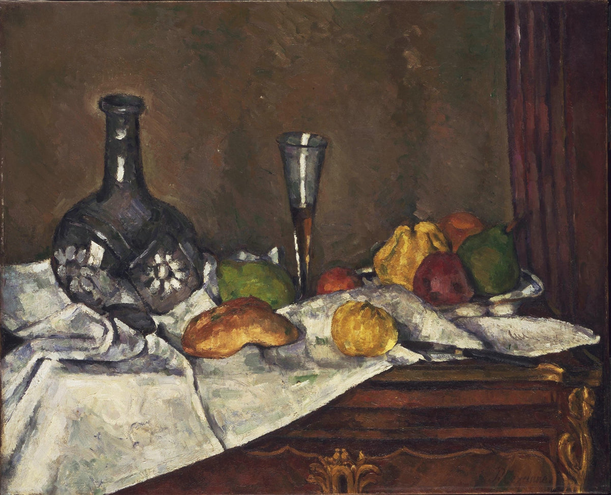 Still Life Oil Painting - Fruit and Glass Bottle - Oil Painting Haven