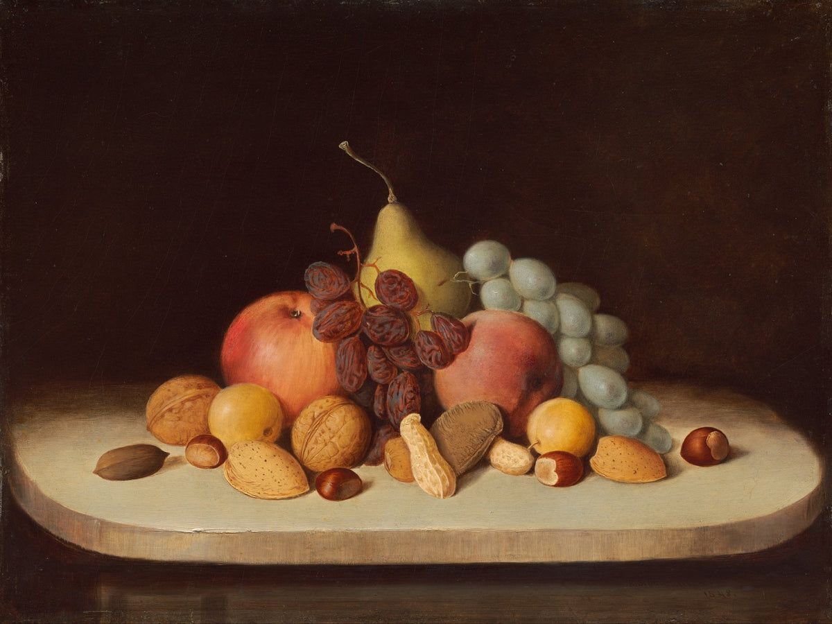 Still Life Oil Painting - Fruit and Nuts on Table - Oil Painting Haven