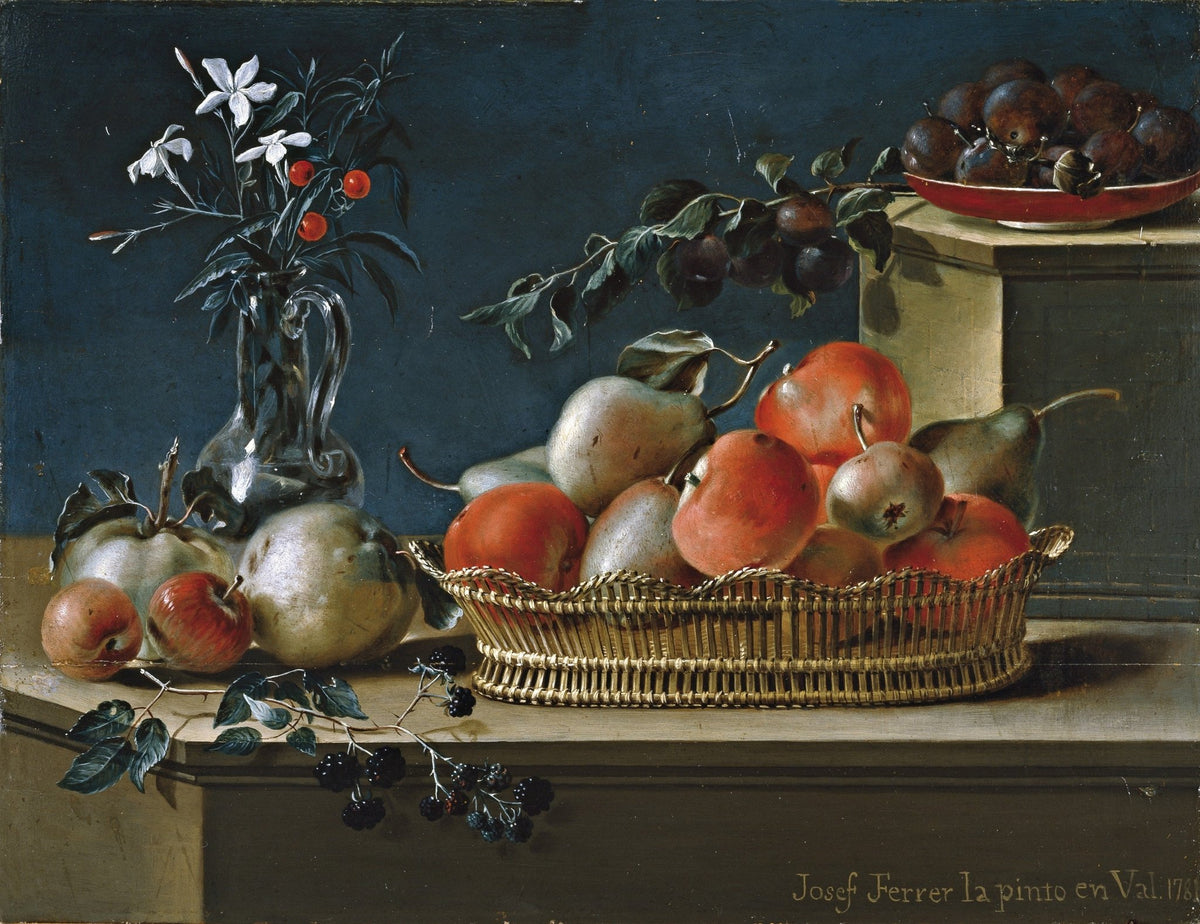 Still Life Oil Painting - Fruit Basket with Pears and Apples - Oil Painting Haven