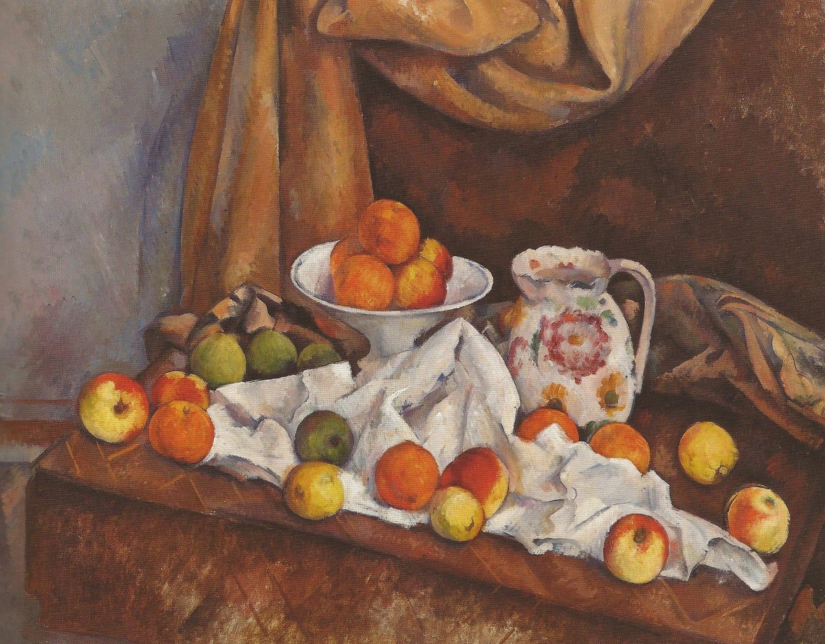 Still Life Oil Painting - Fruit Bowl and Floral Pitcher - Oil Painting Haven