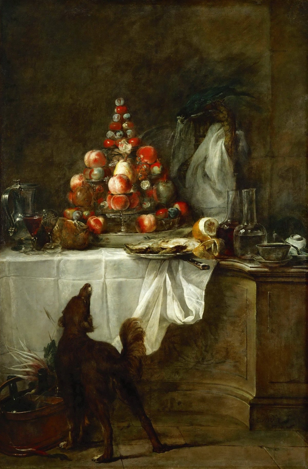 Still Life Oil Painting - Fruit Feast with Dog - Oil Painting Haven
