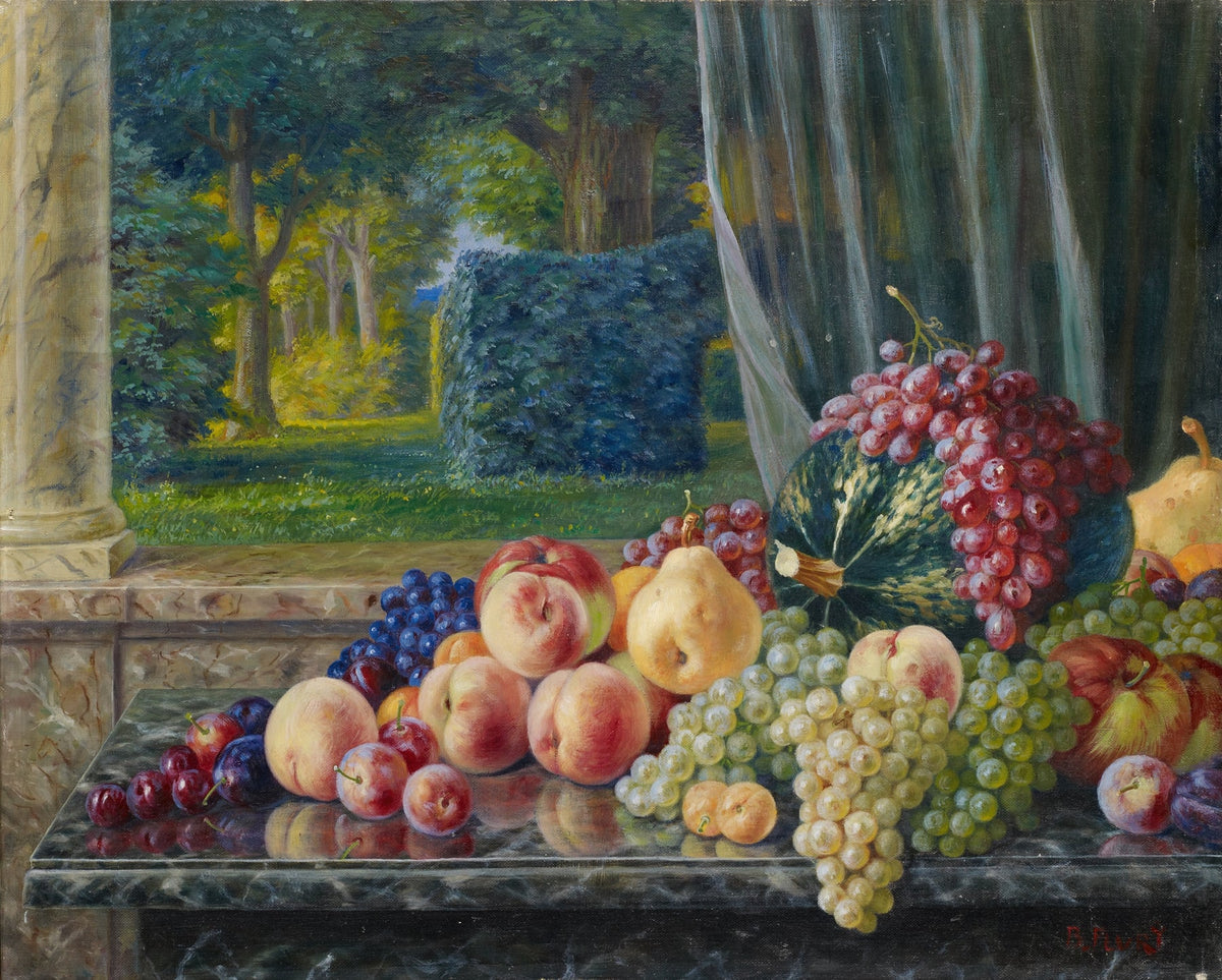 Still Life Oil Painting - Fruit on Marble Table - Oil Painting Haven