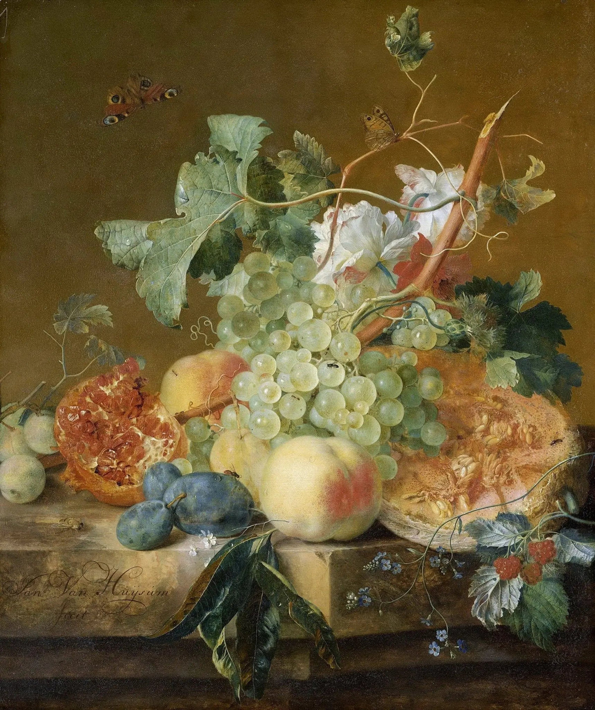 Still Life Oil Painting - Fruits, Flowers and Butterflies - Oil Painting Haven