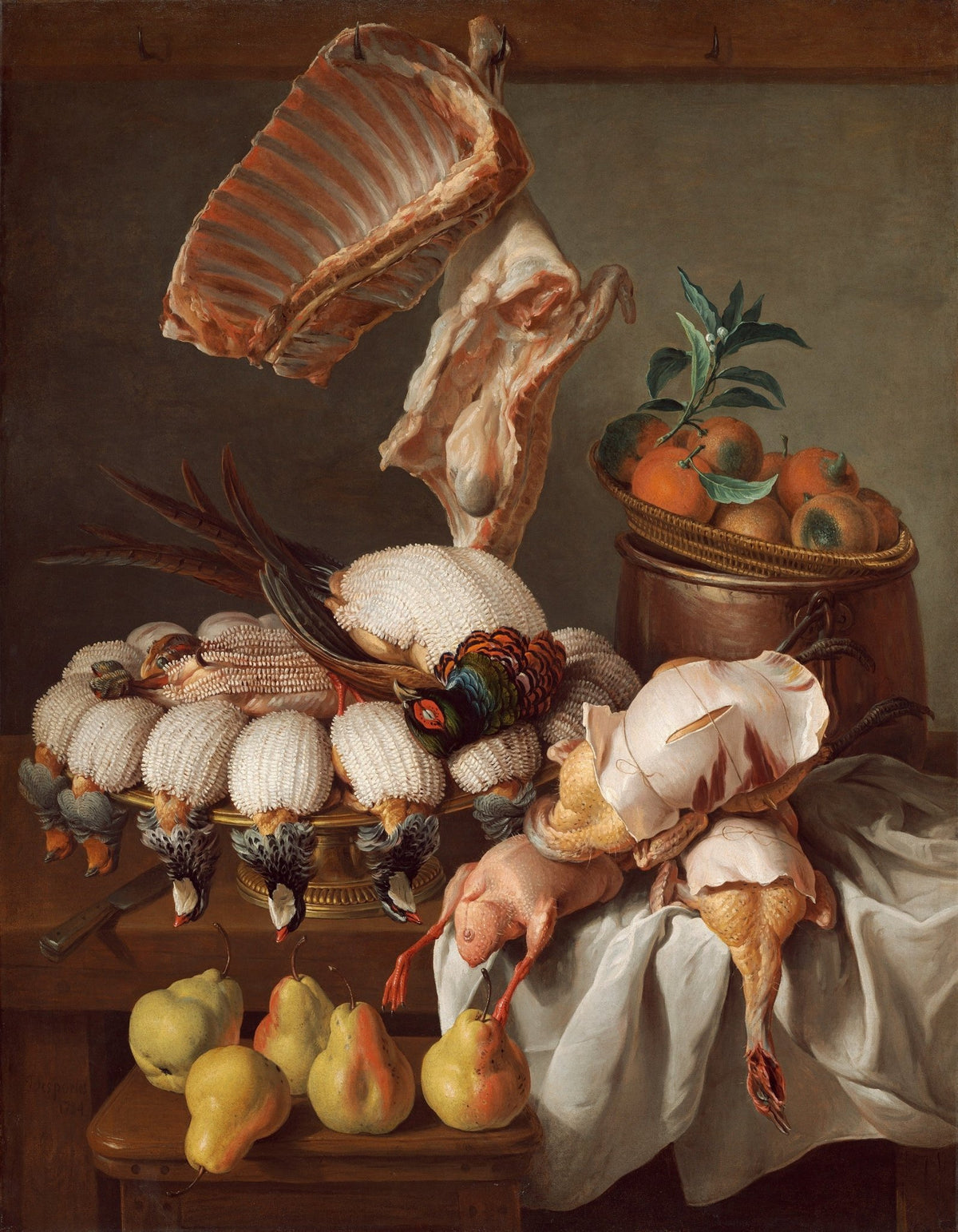 Still Life Oil Painting - Game Birds and Fruit - Oil Painting Haven