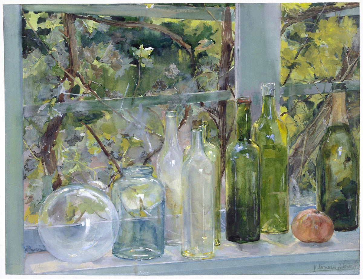 Still Life Oil Painting - Glass Bottles by Window - Oil Painting Haven