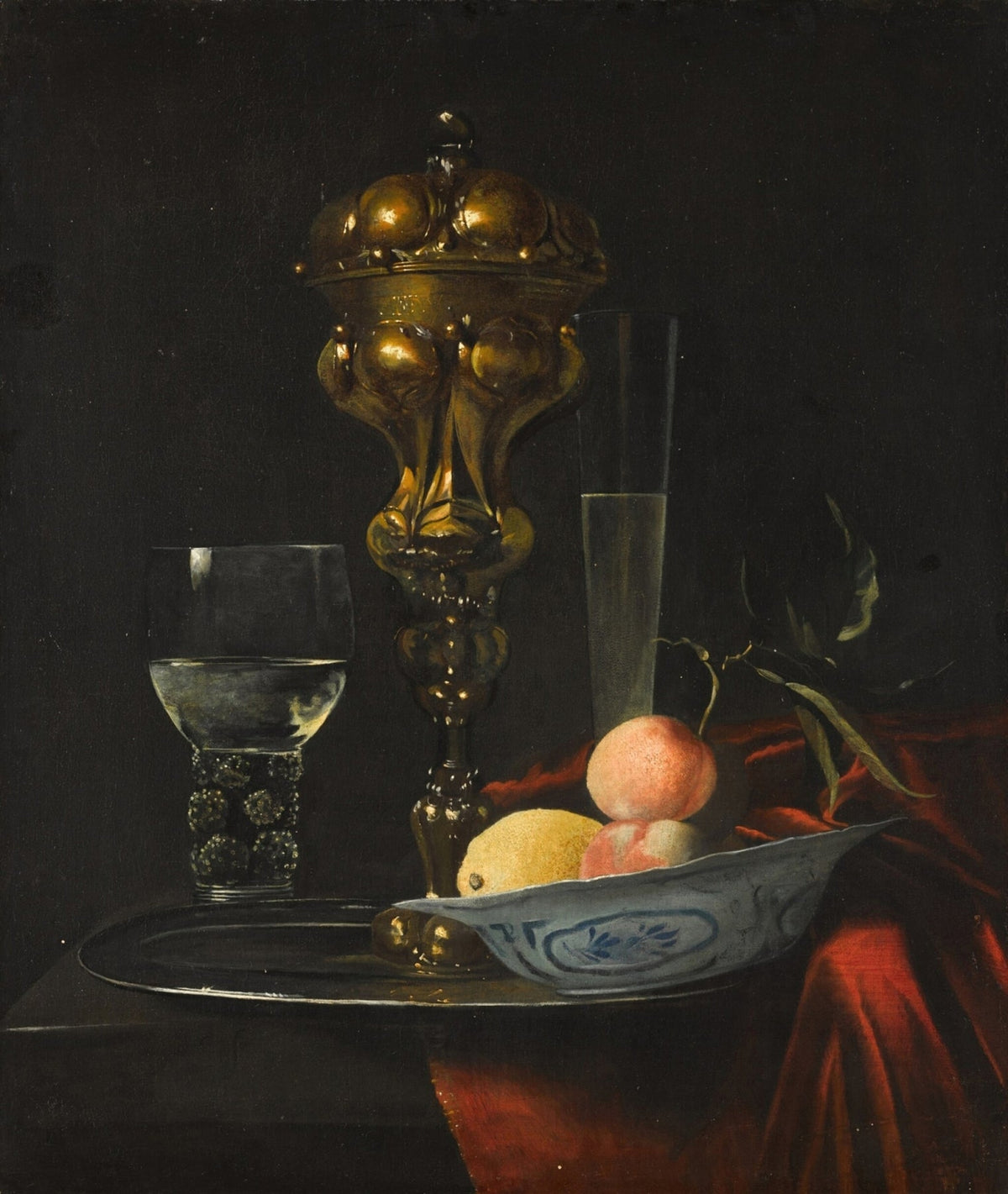 Still Life Oil Painting - Goblet, Fruit and Gold Urn - Oil Painting Haven