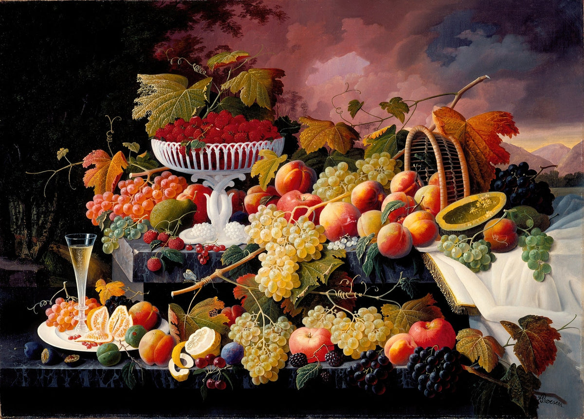 Still Life Oil Painting - Grand Fruit and Vineyard Feast - Oil Painting Haven