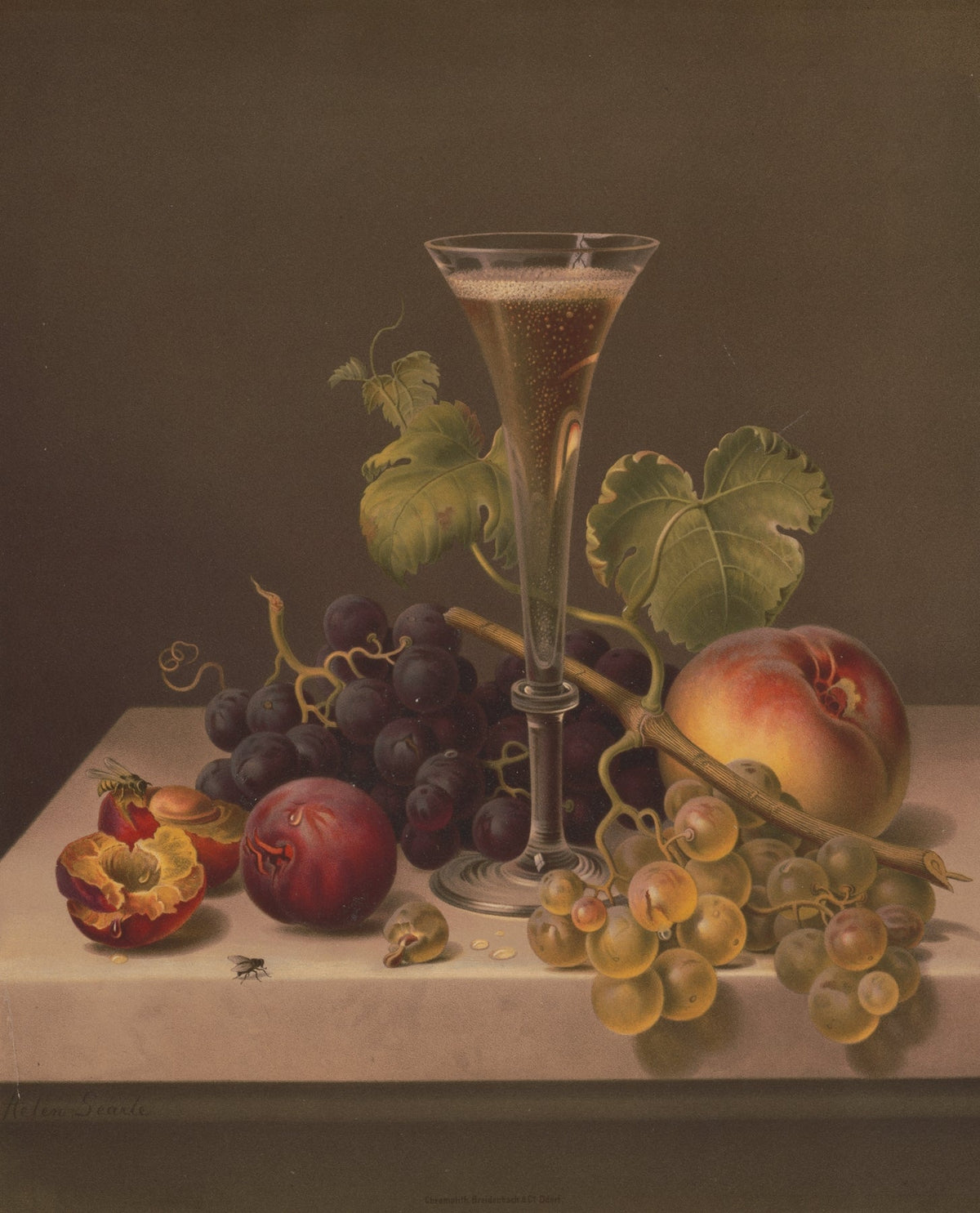 Still Life Oil Painting - Grapes and Champagne Glass - Oil Painting Haven