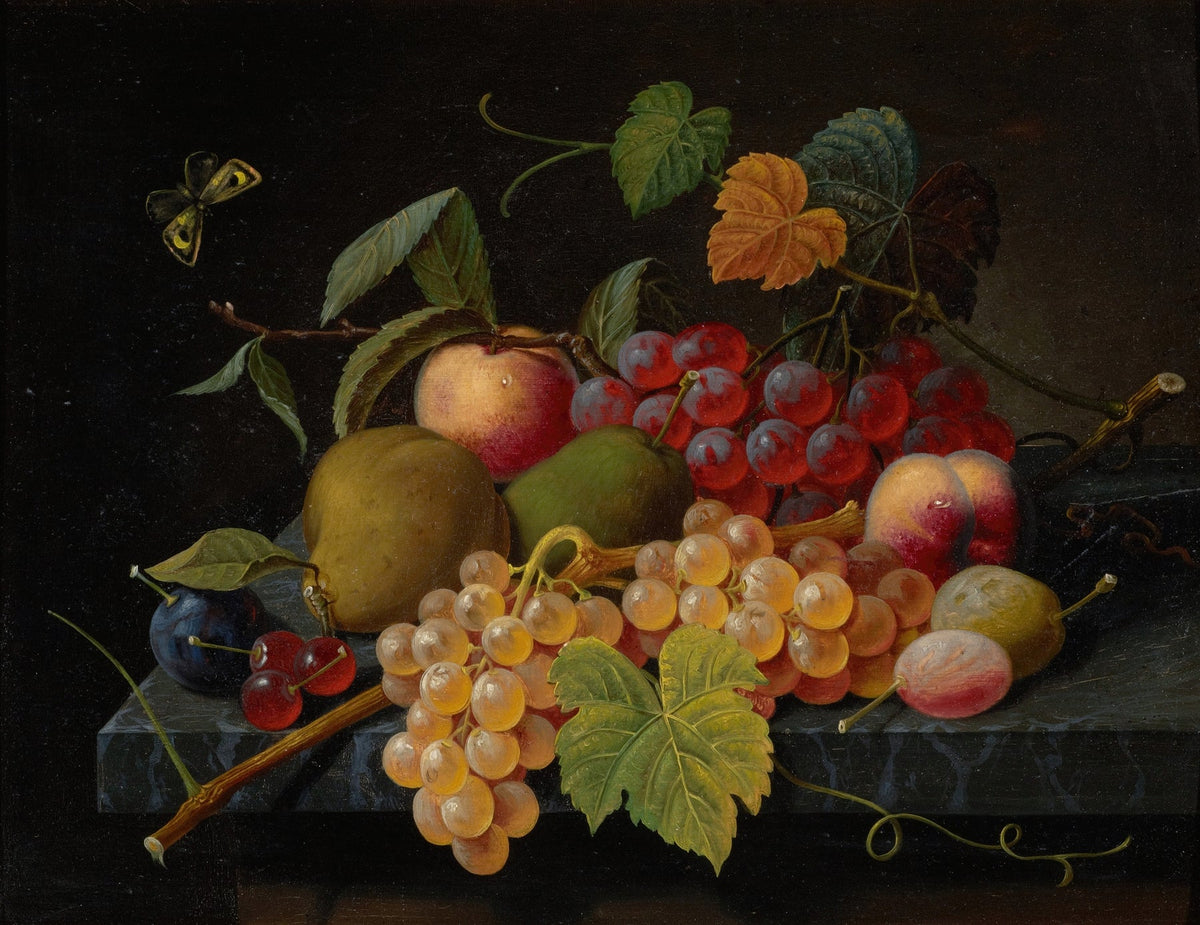 Nature morte à l'huile - Pommes dans un bol fleuri