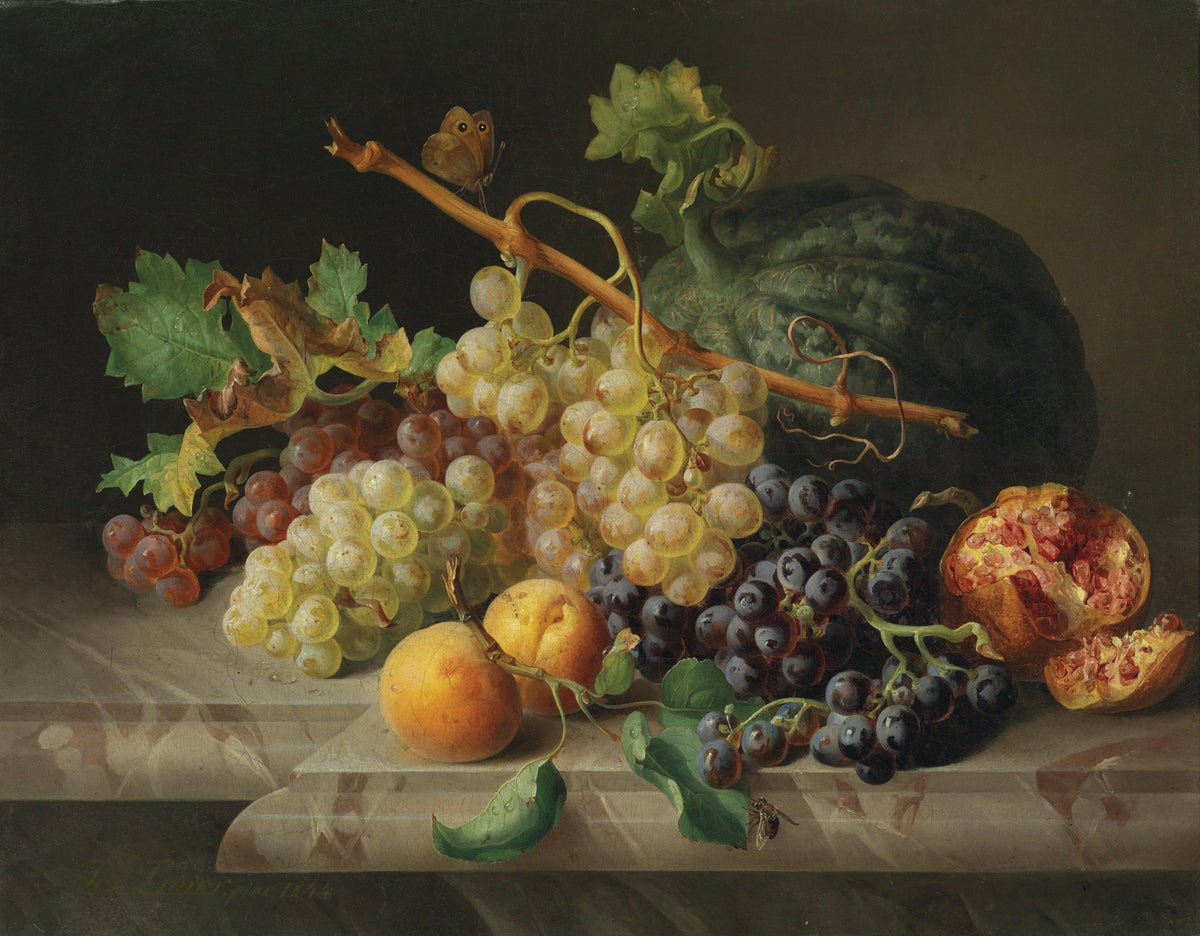 Still Life Oil Painting - Grapes and Pomegranate - Oil Painting Haven