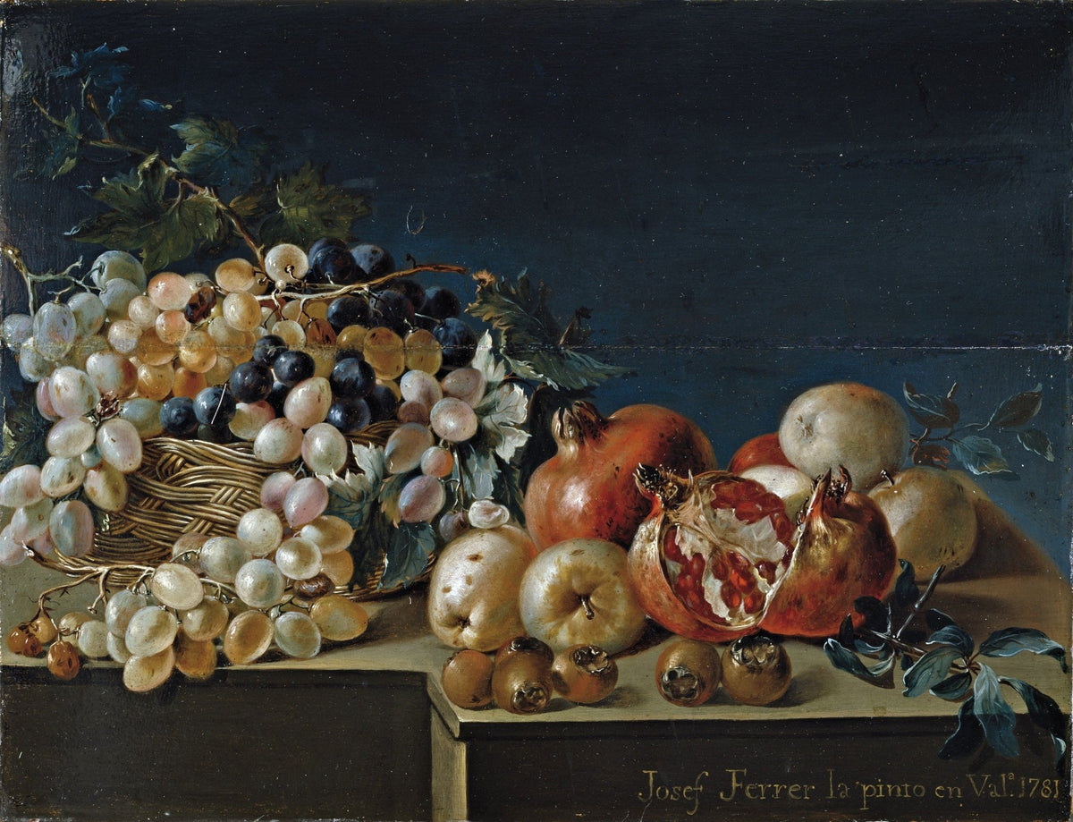 Still Life Oil Painting - Grapes and Pomegranates - Oil Painting Haven